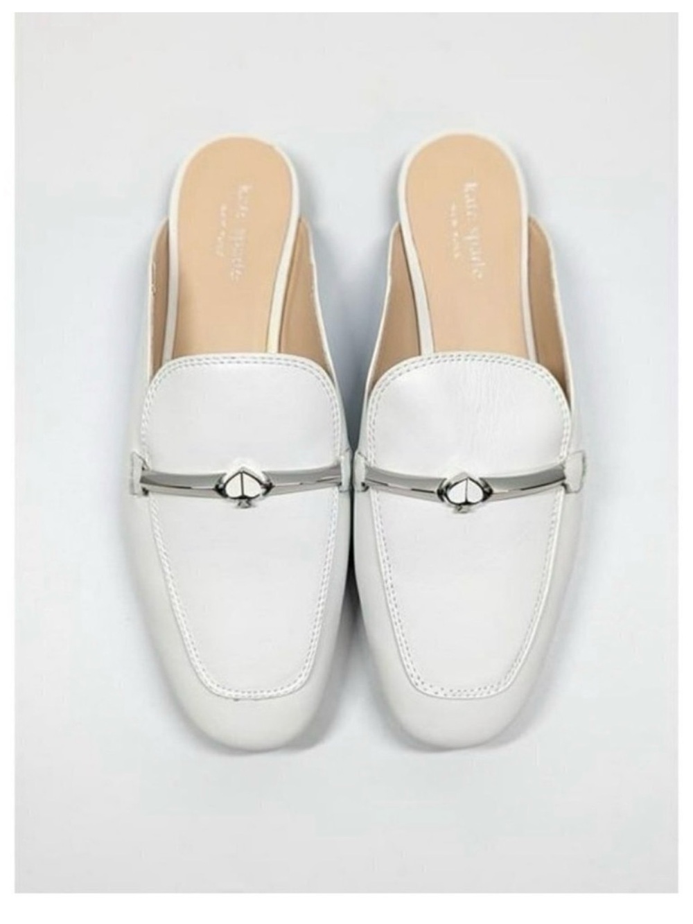Kate Spade New York White Leather Square Toe Laura Mule - Picture 2 of 3